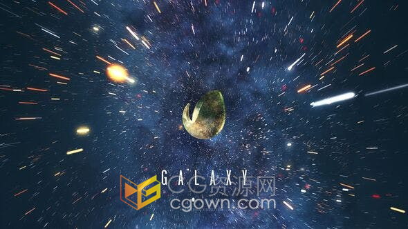 银河太空星空粒子特效场景动画演绎LOGO片头视频-AE模板