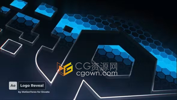 蜂窝图形遮罩动画LOGO演绎视频片头效果AE模板