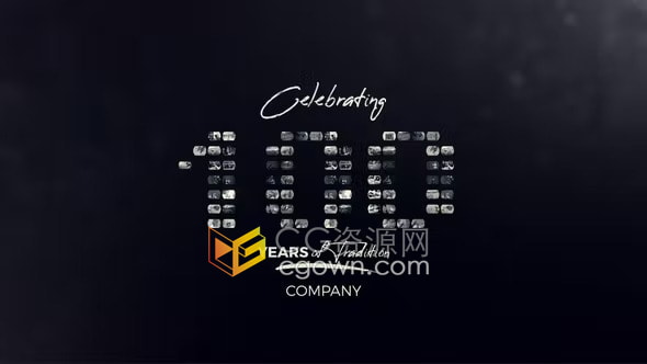 大量照片汇聚成101周年文字或者LOGO视频片头动画AE模板