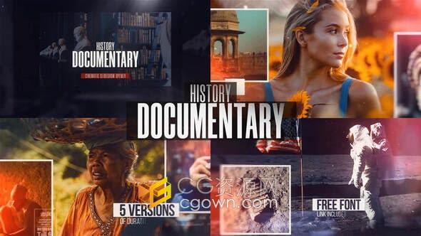 AE模板-历史纪录片照片展示幻灯片视频相册动画效果