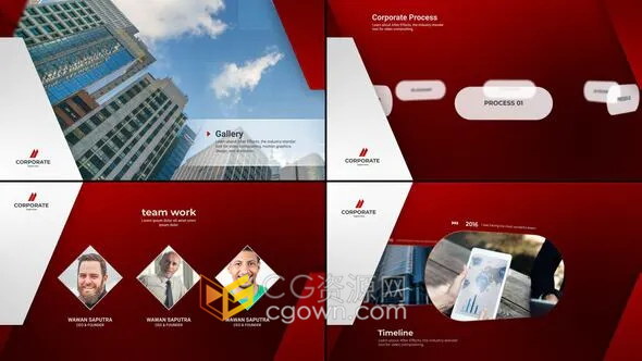 公司介绍动态幻灯片效果时间线宣传片企业商业推广视频-AE模板