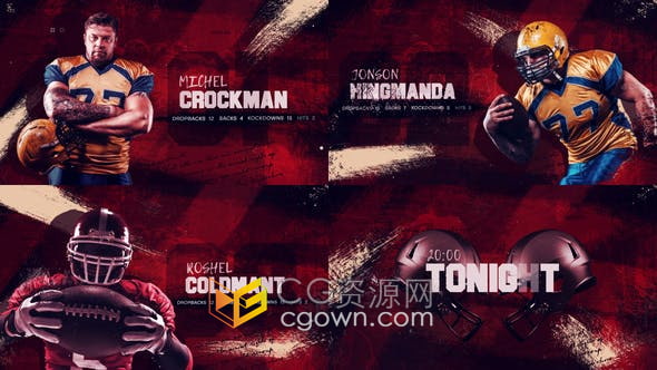 AE模板-体育运动队员核心人物介绍视频笔刷动画效果