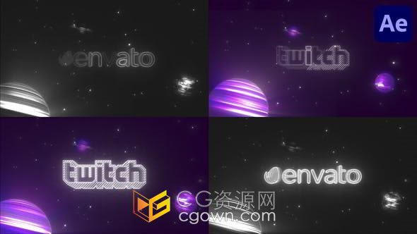 宇宙空间神秘大气手绘霓虹灯效果LOGO标志动画AE模板