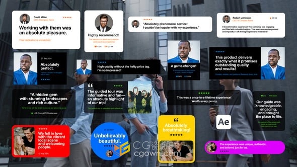 社交媒体用户带头像照片介绍卡片字幕动画-AE模板