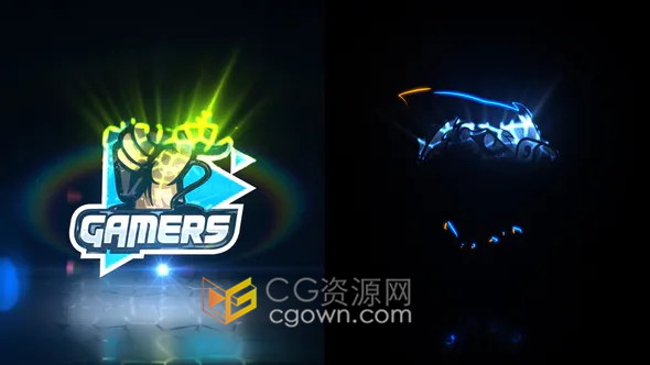 Glitch Cell Logo电影光效深色优雅光泽发光效果动画标志视频片头-AE模板