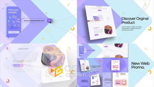 AE模板-Web Promo创意拼贴介绍公司网站APP应用程序推广视频