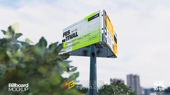 户外广告牌Billboard Mockup样机视频动画-AE模板下载
