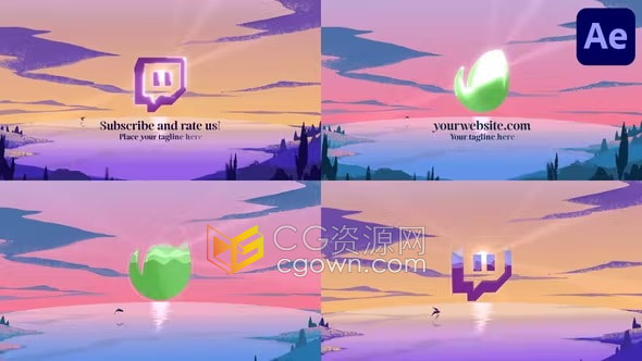 夏天海湾夏季风格MG动画LOGO宣传视频片头AE模板