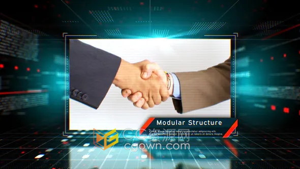 科技企业宣传幻灯片故障网络空间公司介绍图文动画视频-AE模板