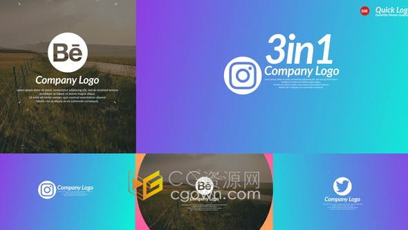简单扁平形状图形动画展示公司企业LOGO效果视频片头-AE模板