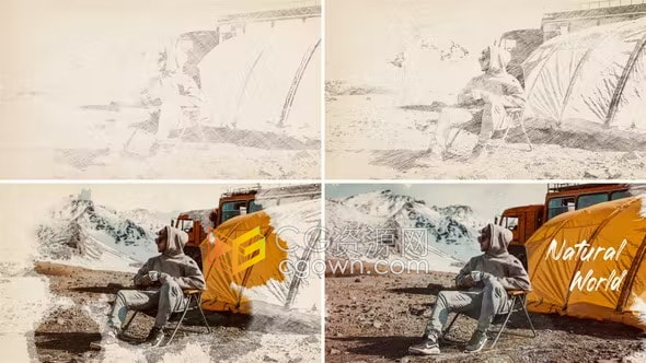 Brush Ink Slideshow AE模板笔刷墨水照片幻灯片视频相册