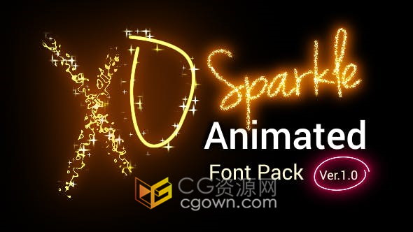 快速生成发光线条火焰字体英文字母文字标题效果带脚本-AE模板