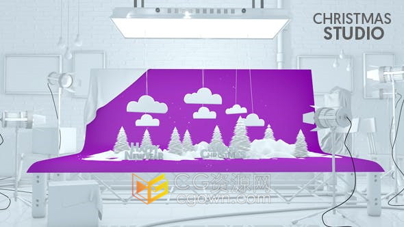 3D白模剪纸风格动画视频片头介绍冬季工作室宣传开场-AE模板