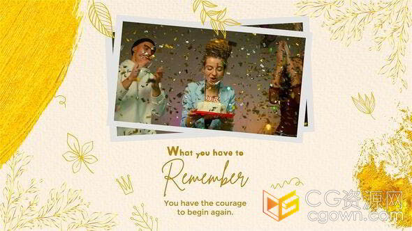 温馨创意金色纹理生日回忆婚礼开场AE模板