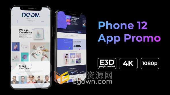 AE模板-Phone 12 App Promo程序软件宣传介绍E3D制作