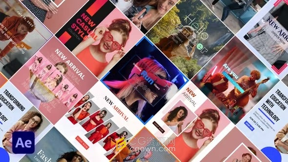 AE模板-16种双渐变色调时尚品牌宣传短视频包装