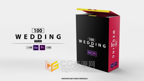AE与PR模板-Wedding Titles 100组婚礼视频徽章标题动画