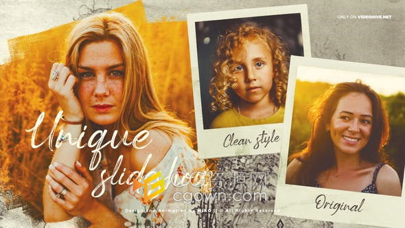 AE模板-照片幻灯片制作唯美漂亮相册视频笔刷动画