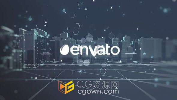 未来科技信息都市现代商务企业标志动画AE模板
