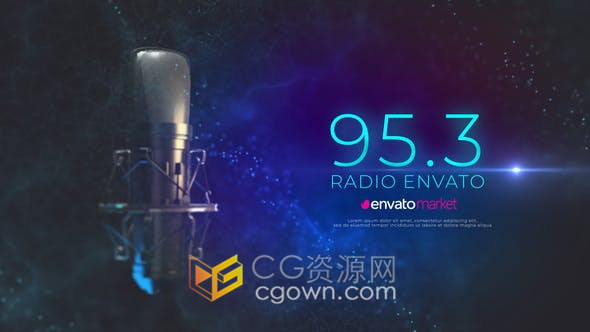 Radio无线电广播节目品牌频道宣传视频片头3D麦克风动画效果-AE模板