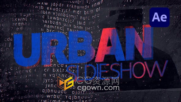 AE模板-城市幻灯片动态时尚快速故障现代摇滚说唱音乐视频片头