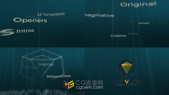 标签云动画汇聚成LOGO视频片头-AE模板