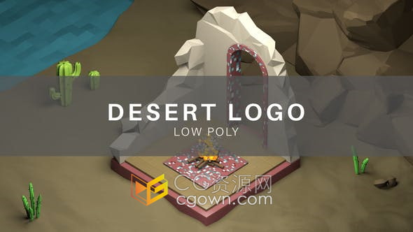 AE模板-3D低面多边形沙漠场景动画LOGO视频片头