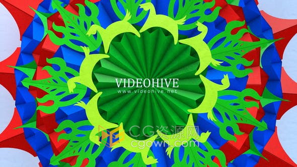 旋转折纸动画转场效果夏季主题风格视频片头展示LOGO效果-AE模板