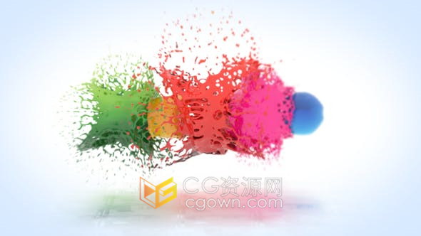多彩油漆液体水飞溅动画特效制作LOGO片头视频效果-AE模板