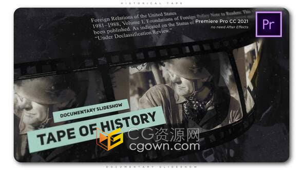 AE与PR模板-电影胶片展示照片幻灯片动画历史纪录片视频