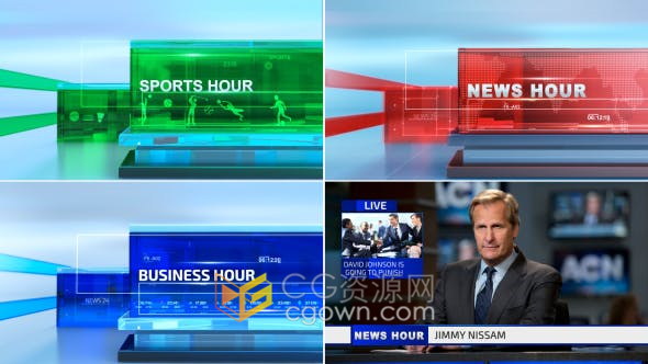 完整广播新闻包装设计新闻视频片头体育公开赛信息板分屏导视字幕条手机直播-AE模板