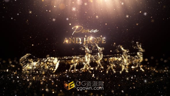 闪光魔法粒子动画圣诞节祝福贺卡小视频-AE模板