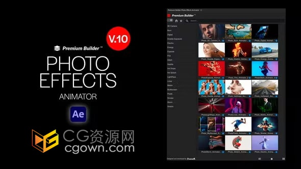 Photo Effects Animator V.10人物照片生成拖影特效海报动画AE脚本带教程