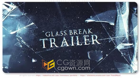 AE模板-史诗碎玻璃风格动作电影预告片玻璃破碎战争片宣传片