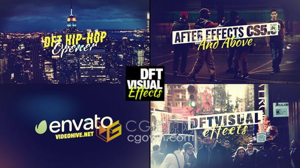 动感片头视频制作旅游城市介绍时尚嘻哈视觉效果动画开场-AE模板