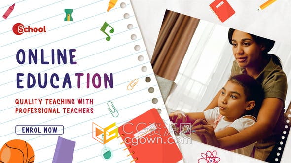 AE模板-非学科兴趣班课程教育宣传片学生回到学校介绍视频