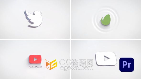 AE与PR模板-3D LOGO水波浪背景动画视频片头
