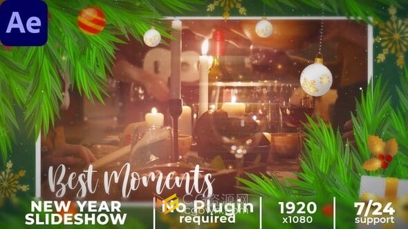 AE模板-魔法圣诞节装饰元素节日贺卡制作新年祝福相册