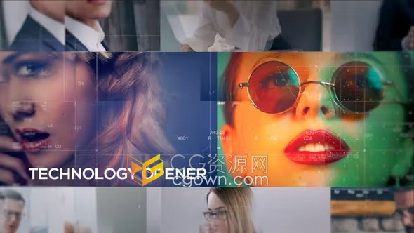 AE模板-复杂扭曲效果数字技术开场白高科技宣传视频