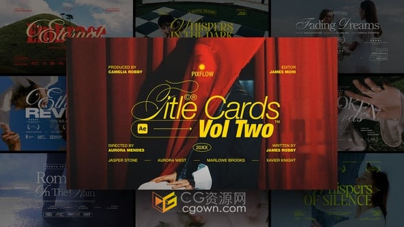 电影片头纪录片和音乐视频标题卡片-AE模板