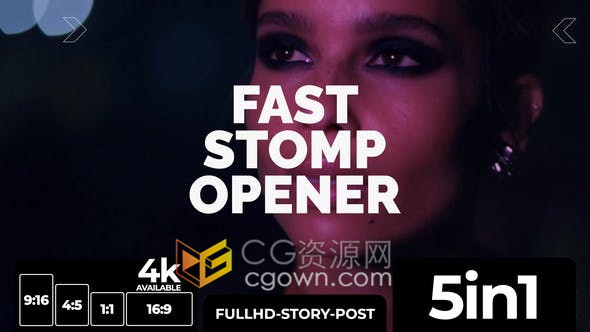 创意图文动画Vlog动感节奏开场视频片头多种分辨率效果-AE模板