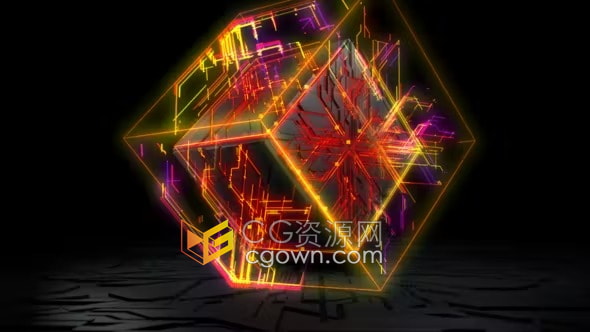AE模板-数字立方体3D电路标志创新高科技LOGO演示品牌技术宣传片头