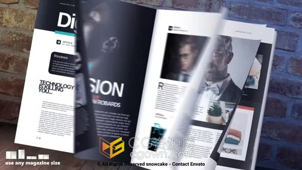 杂志推广企业宣传小册子翻页展示动画AE模板下载