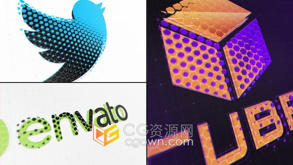 AE模板-六边形遮罩图形动画LOGO演绎视频片头