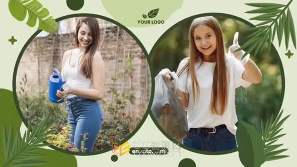 环保主题幻灯片展示绿色和平生态保护宣传视频-AE模板