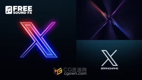 渐变光线演绎能量标志扫光LOGO动画-AE模板