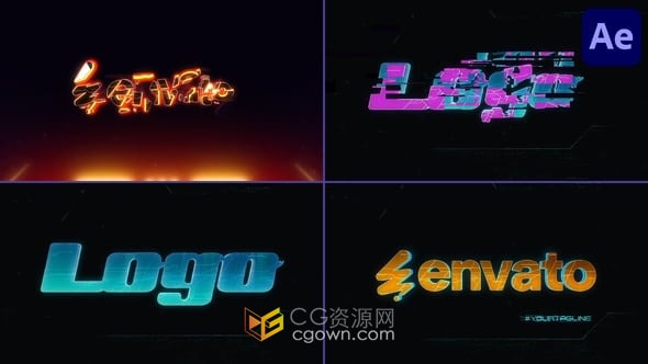 赛博朋克高科技LOGO动画视频片头-AE模板