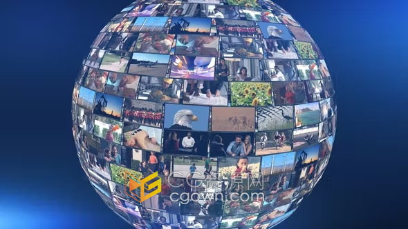 AE模板-多个视频屏幕球形视频墙Spherical Video Wall Intro Pack