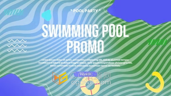 创意游泳池宣传片泳池活动派对水上活动介绍视频-AE模板