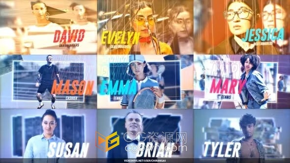 独特故障效果人物介绍视频肖像定格冻结动画-AE模板